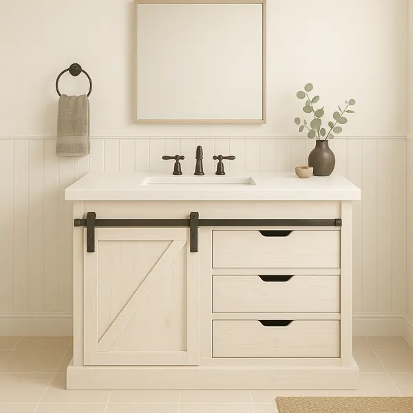 Tủ lavabo farmhouse cửa lùa