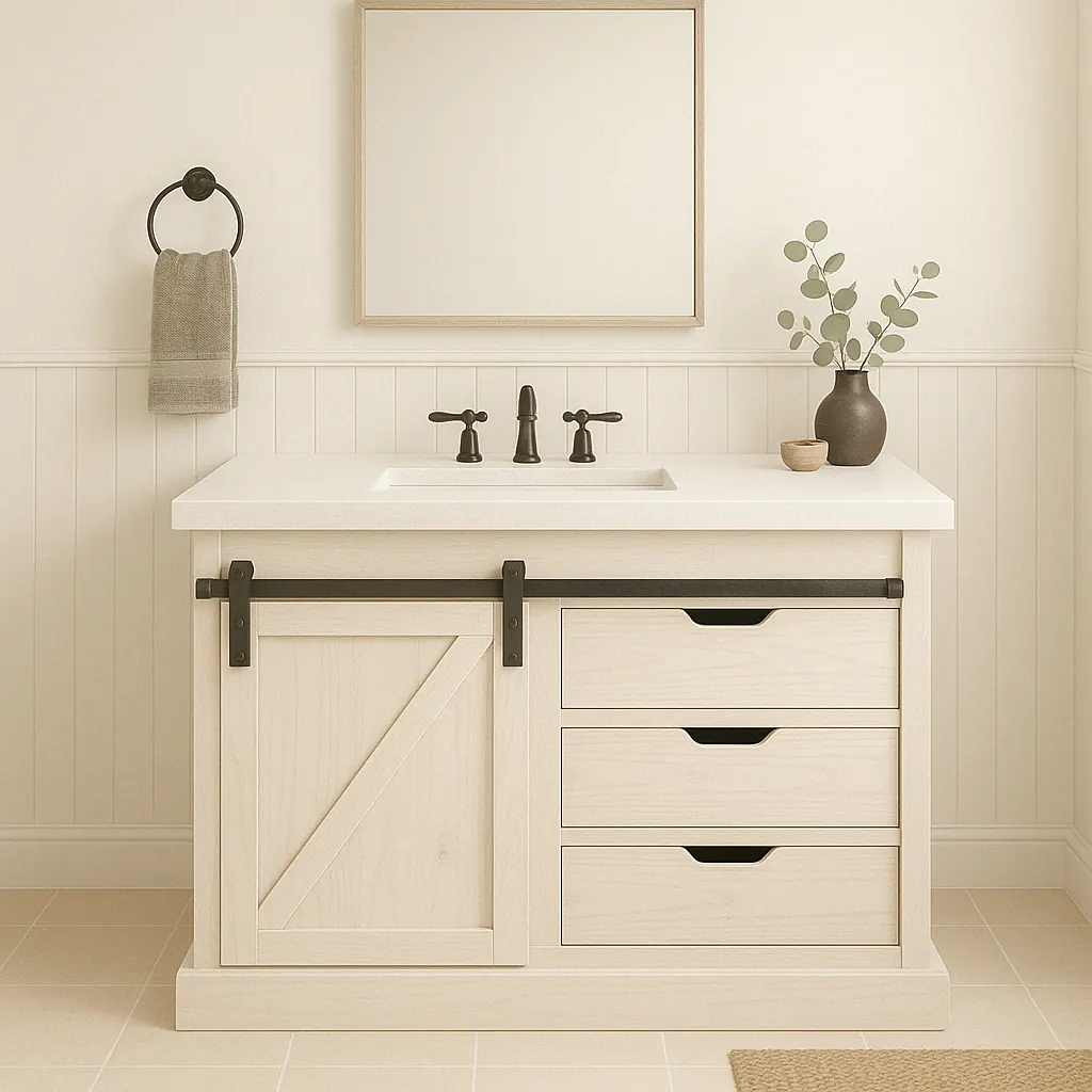 Tủ lavabo farmhouse cửa lùa – ảnh 1