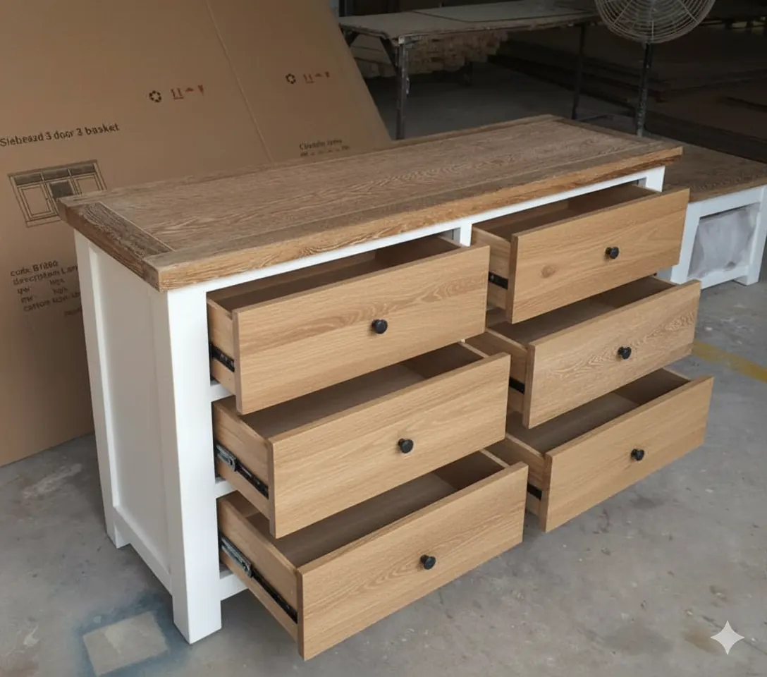 Tủ 6 ngăn kéo gỗ sồi – ảnh 4