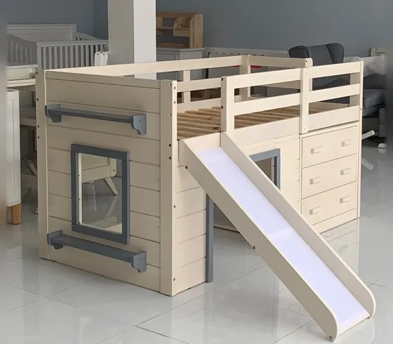 Giường loft thấp có cầu trượt và ngăn kéo - Giường tầng & Loft do Nội thất Tân Phước (Việt Nam) sản xuất