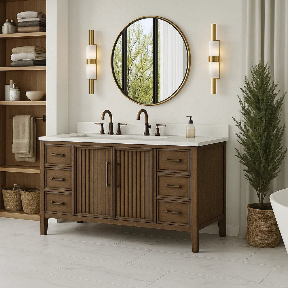 Tủ lavabo phòng tắm 60 inch cánh khía rãnh - Tủ lavabo phòng tắm, tháo rời (KD), Nội thất Tân Phước Việt Nam