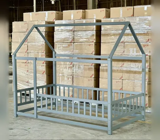 Giường sàn khung hình nhà màu xám - Giường trẻ em do Nội thất Tân Phước (Việt Nam) sản xuất
