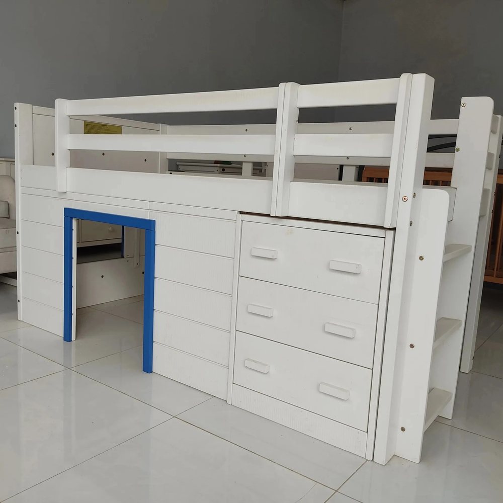 Giường loft thấp có ngăn kéo và cửa sổ - Giường tầng & Loft, tháo rời (KD), Nội thất Tân Phước Việt Nam