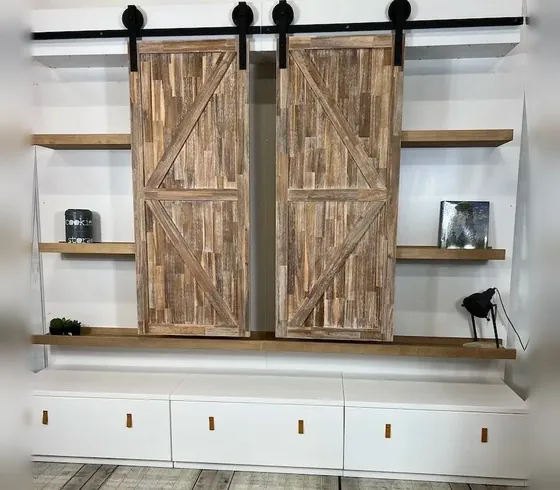 Tủ kệ tivi cánh trượt kiểu cửa kho - Kệ tivi & tủ giải trí do Nội thất Tân Phước (Việt Nam) sản xuất