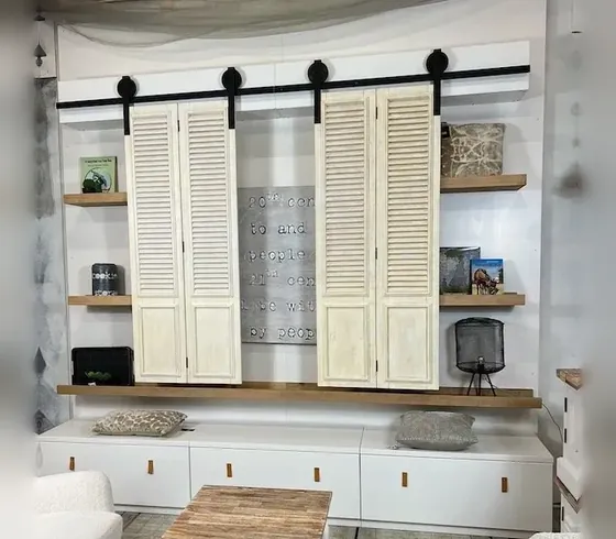 Tủ kệ tivi cánh trượt kiểu lá sách - Kệ tivi & tủ giải trí do Nội thất Tân Phước (Việt Nam) sản xuất