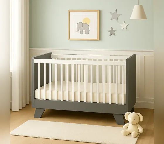 Cũi trắng hiện đại 311 khung xám - Phòng em bé do Nội thất Tân Phước (Việt Nam) sản xuất