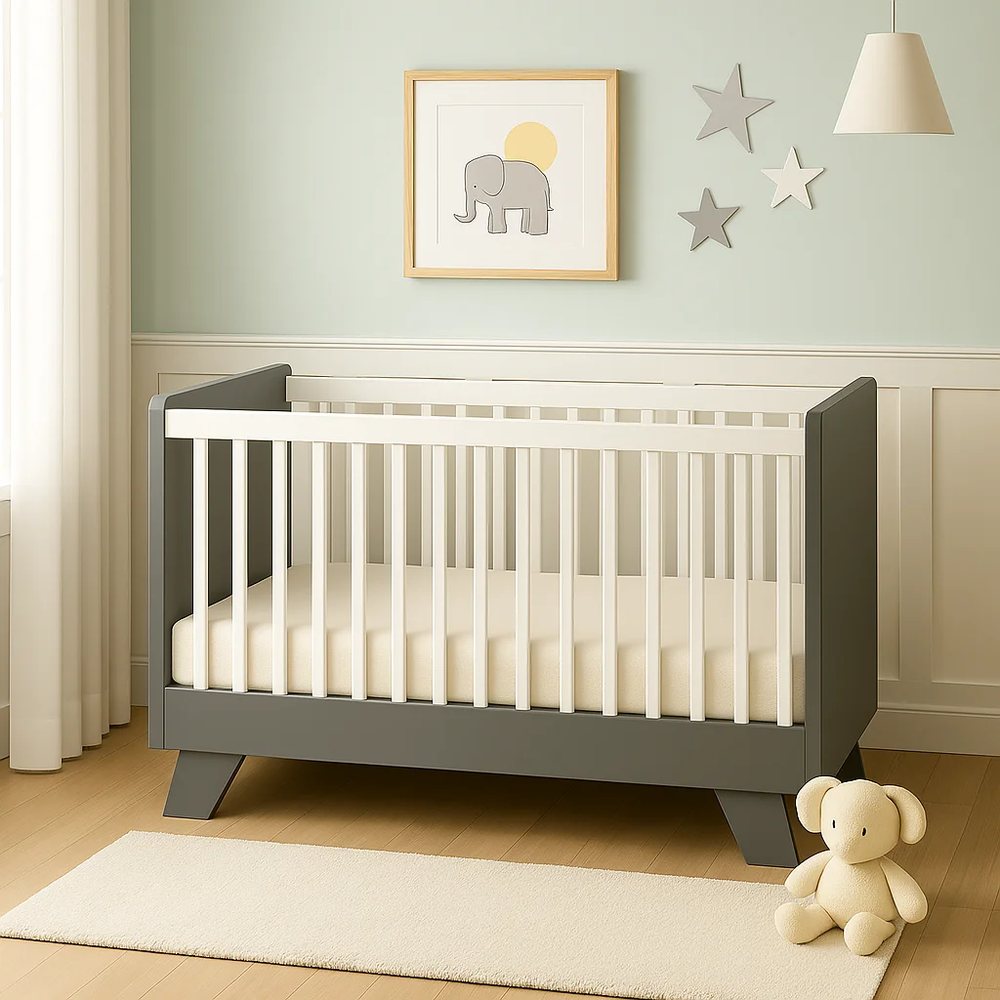 Cũi trắng hiện đại 311 khung xám - Phòng em bé, tháo rời (KD), Nội thất Tân Phước Việt Nam
