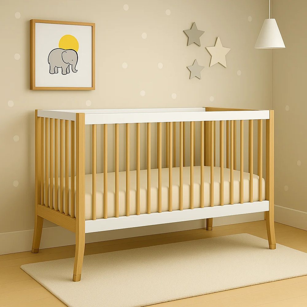 Cũi em bé gỗ đặc tự nhiên - Phòng em bé, tháo rời (KD), Nội thất Tân Phước Việt Nam