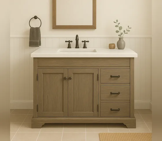 Tủ lavabo phòng tắm 48 inch kiểu Shaker, màu xanh sage - Tủ lavabo phòng tắm do Nội thất Tân Phước (Việt Nam) sản xuất