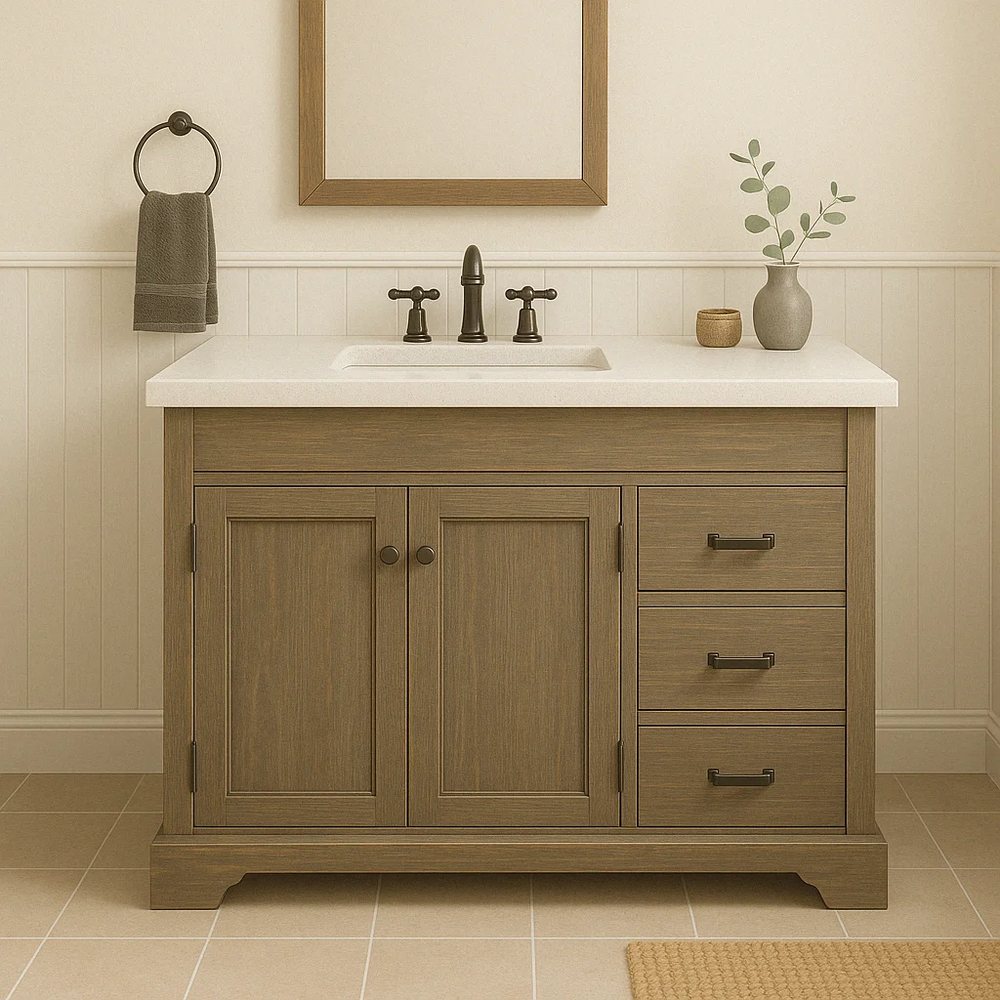 Tủ lavabo phòng tắm 48 inch kiểu Shaker, màu xanh sage - Tủ lavabo phòng tắm, tháo rời (KD), Nội thất Tân Phước Việt Nam