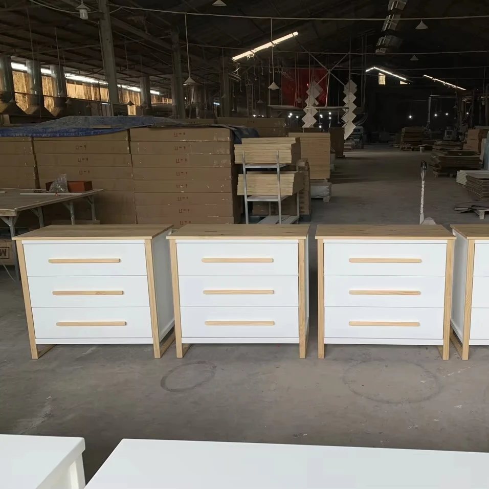 Tủ 3 ngăn kéo trắng mặt gỗ tự nhiên - Tủ ngăn kéo & lưu trữ, tháo rời (KD), Nội thất Tân Phước Việt Nam