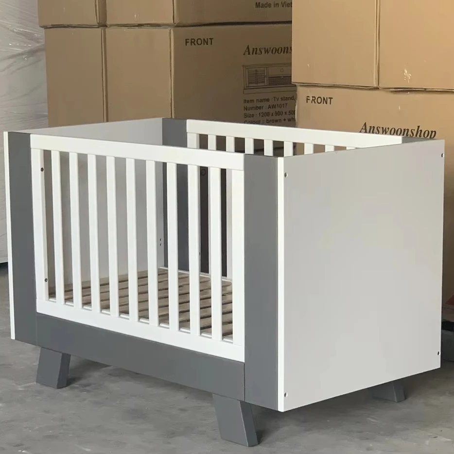 Cũi em bé trắng xám 213 - Cũi & nôi, tháo rời (KD), Nội thất Tân Phước Việt Nam