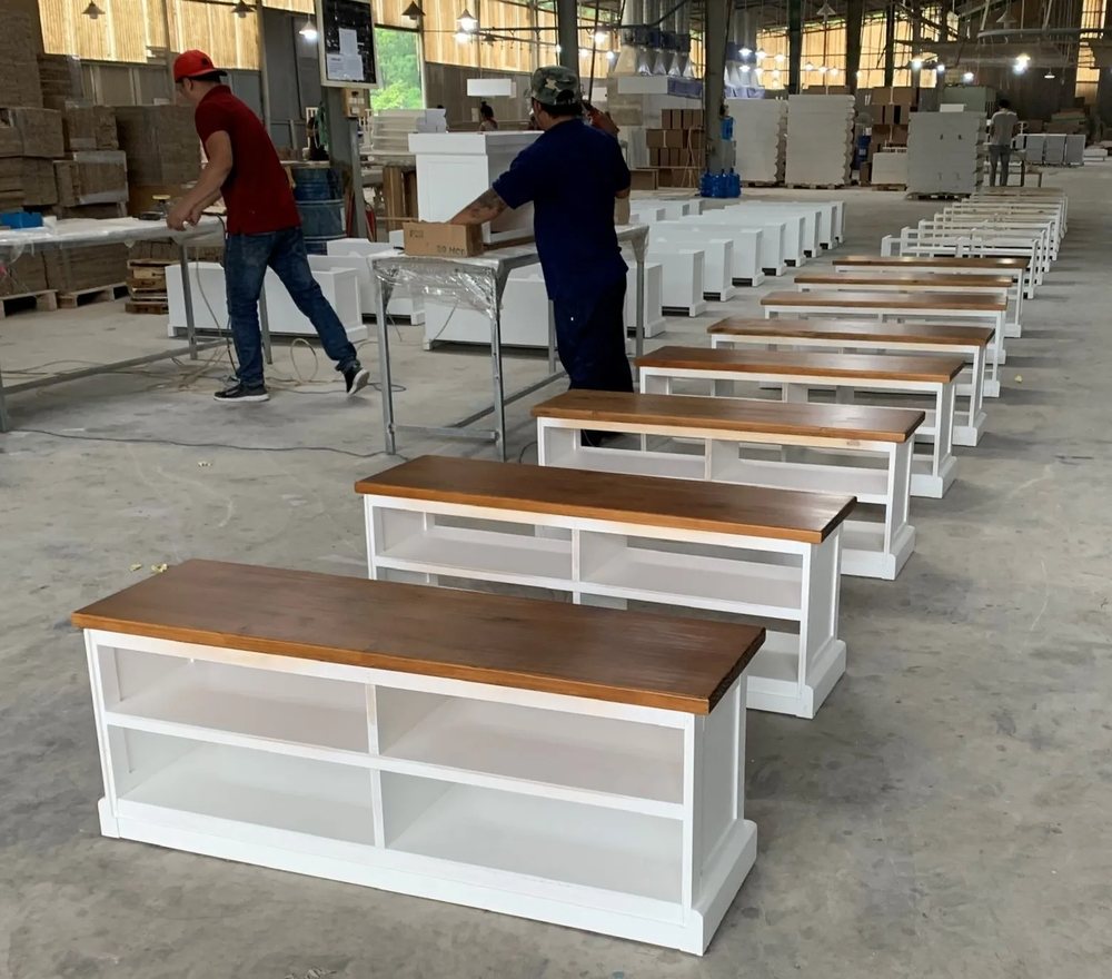 Kệ tivi trắng và gỗ sồi - Kệ tivi & tủ giải trí, tháo rời (KD), Nội thất Tân Phước Việt Nam
