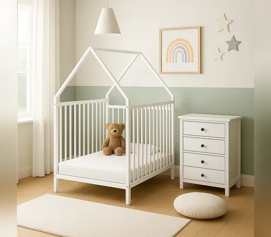 Giường hình nhà có mái màu trắng, cỡ đơn (Twin) - Giường trẻ em do Nội thất Tân Phước (Việt Nam) sản xuất
