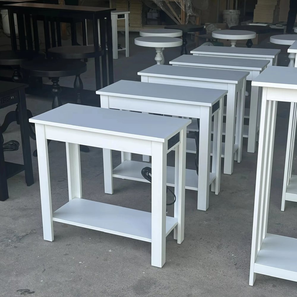 Bàn cạnh giường màu trắng có kệ dưới - Tủ đầu giường, tháo rời (KD), Nội thất Tân Phước Việt Nam