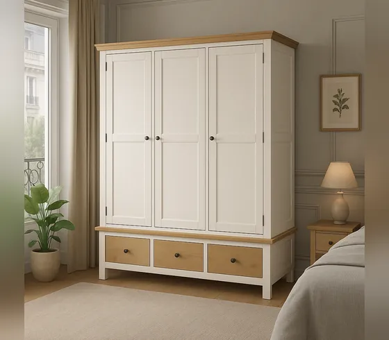 Tủ quần áo trắng mặt gỗ sồi có ngăn kéo - Tủ ngăn kéo & lưu trữ do Nội thất Tân Phước (Việt Nam) sản xuất
