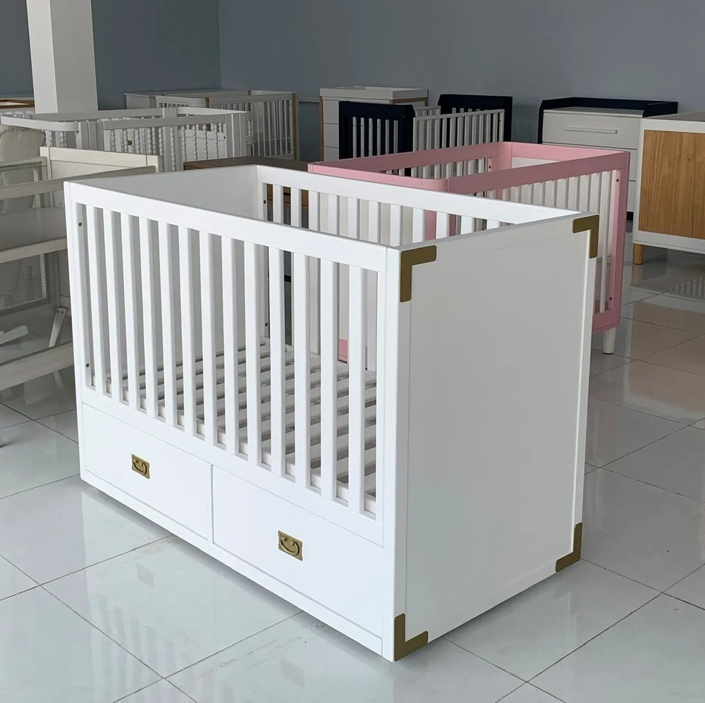 Cũi gỗ trắng 88 có ngăn kéo - Cũi & nôi, tháo rời (KD), Nội thất Tân Phước Việt Nam