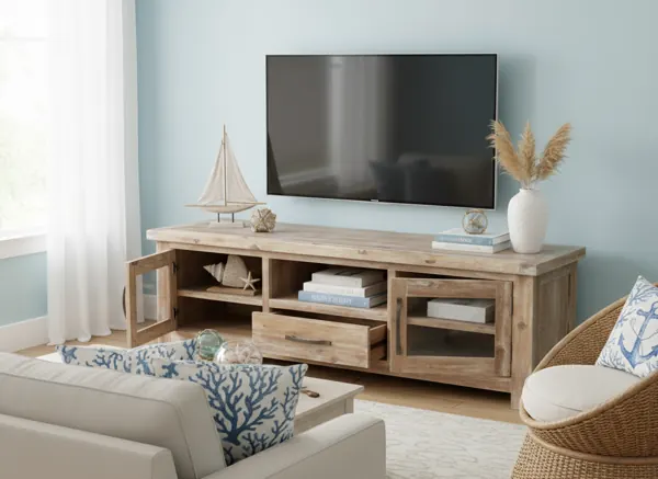 Kệ tivi rustic cửa kính