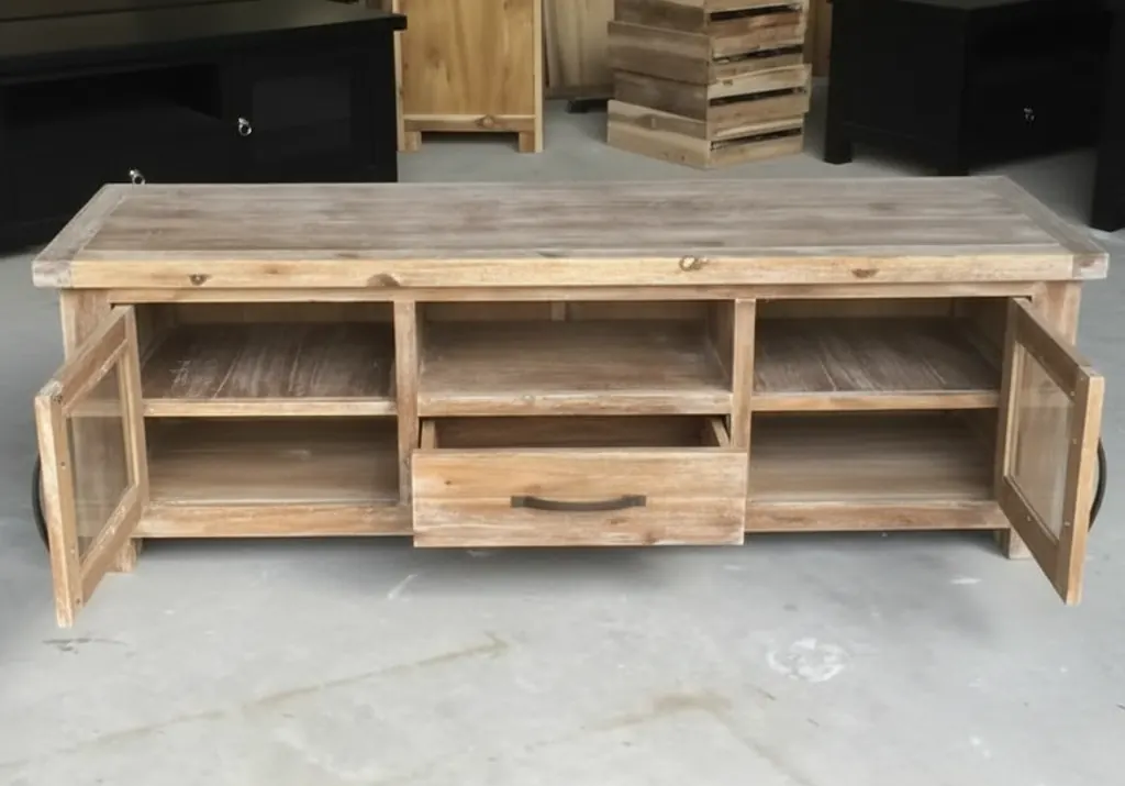Kệ tivi rustic cửa kính – ảnh 3