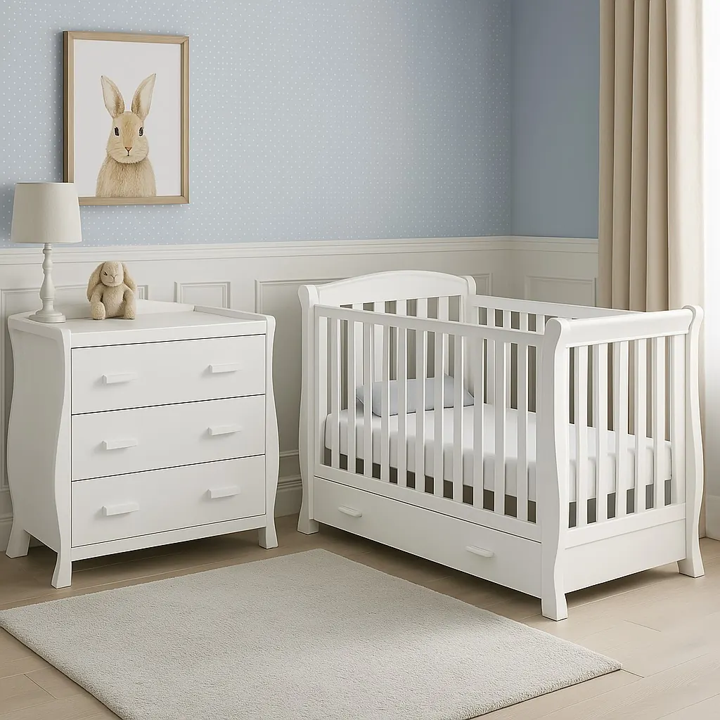 Bộ cũi trắng kèm tủ 3 ngăn kéo – ảnh 1