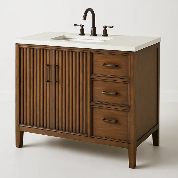 Tủ lavabo gỗ kèm mặt đá nhân tạo
