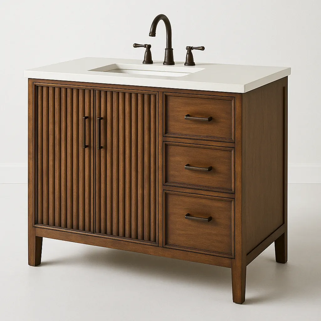Tủ lavabo gỗ kèm mặt đá nhân tạo – ảnh 1